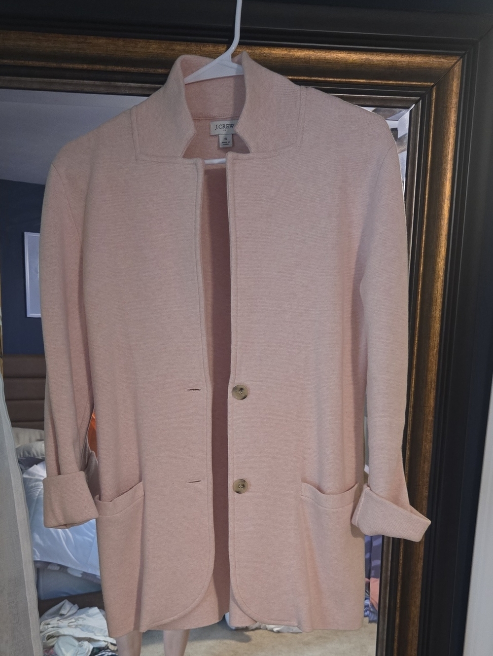 J. Crew Blush Pink Open-Front Jersey Blazer